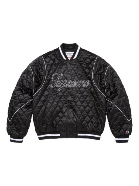 Supreme Supreme x Champion FW26 Quilted Satin Varsity Jacket 'Black' SUP-FW26-049-BLK