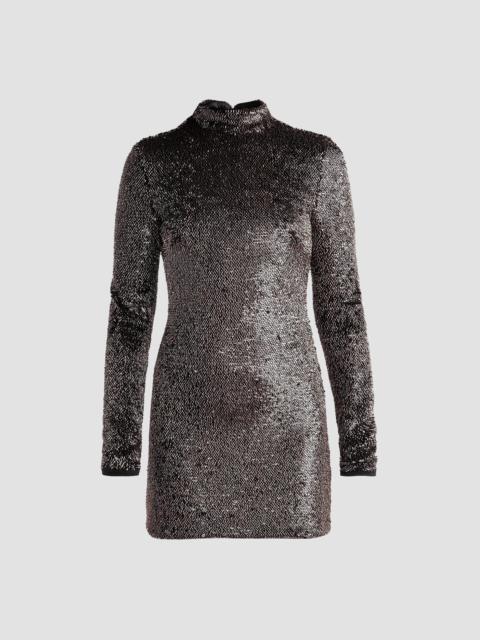 VERONICA BEARD Women's Sylee Textured-Knit Mock-Turtleneck Mini Dress - Copper Black