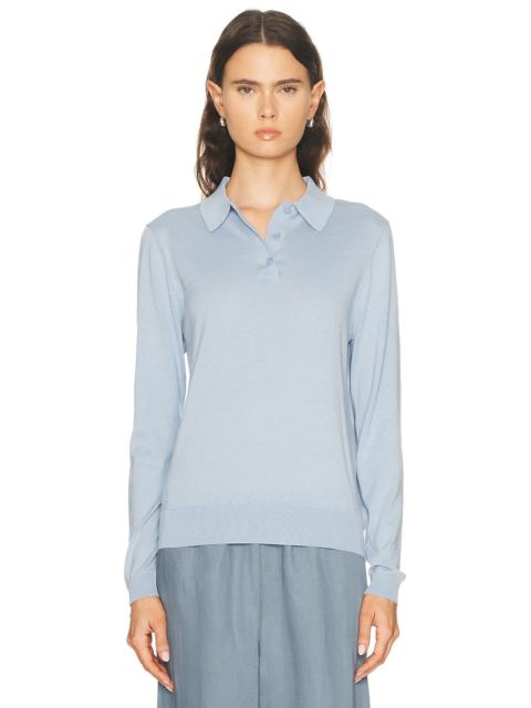 Enza Costa Silk Knit Polo Sweater