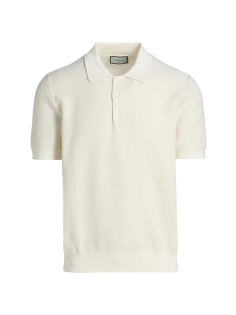 Canali Men's Piqué-Stitch Cotton Polo Shirt - White