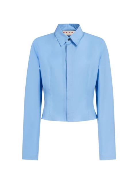 long-sleeve cropped cotton shirt