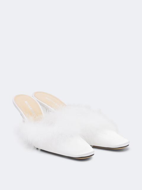 MACH & MACH Bridal feather-trimmed mules