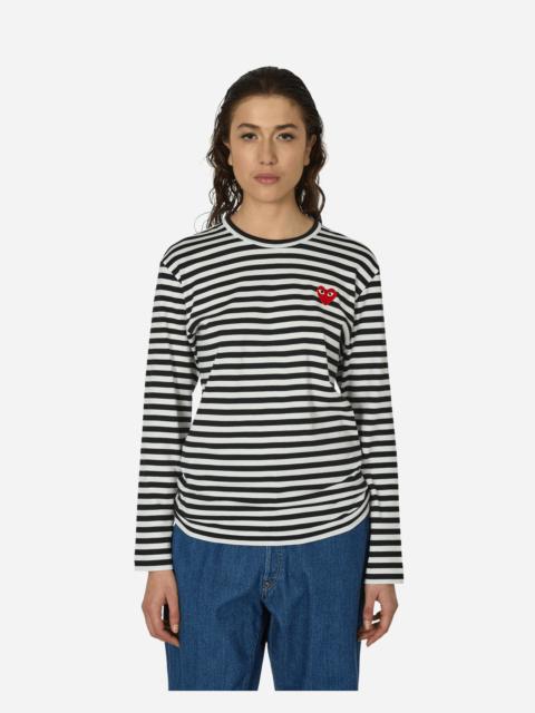Heart Striped Longsleeve T-Shirt Black