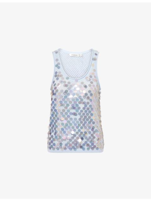 ZANKOV Lutecia Sequinned Wool and Cashmere-Blend Tank Top