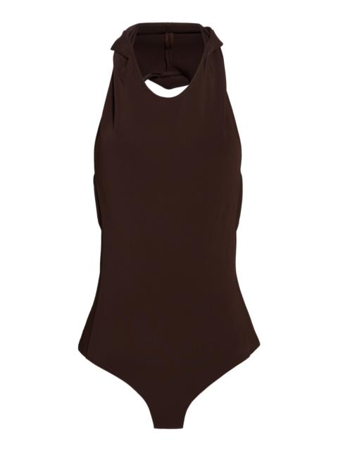 courrèges Frame Illusion Hooded Bodysuit brown