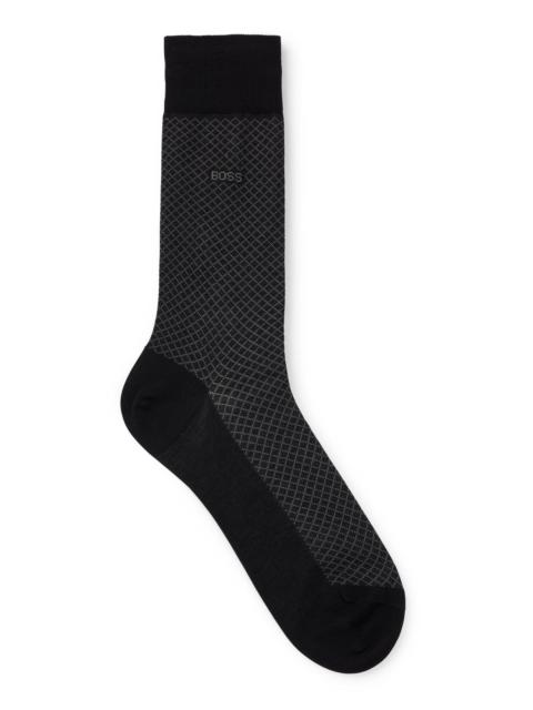 BOSS REGULAR-LENGTH PATTERNED SOCKS IN A MERCERIZED-COTTON BLEND