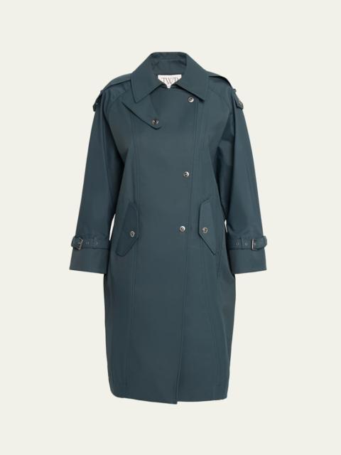TWP Long Bogie Trench Coat in Water-Repellent Twill