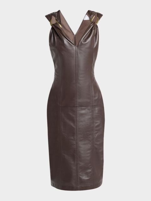 Bottega Veneta Sleeveless Leather Sheath Dress