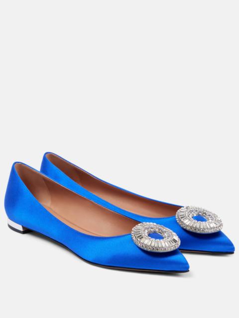 AQUAZZURA Crystal Hoop satin ballet flats