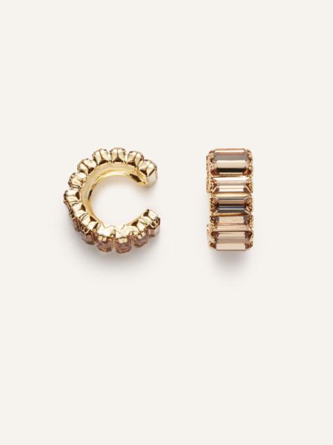 MAGDA BUTRYM Baguette cut crystal cuffs in beige gold