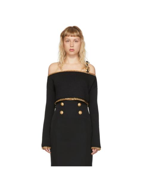 Balmain Black Viscose Chain Sweater