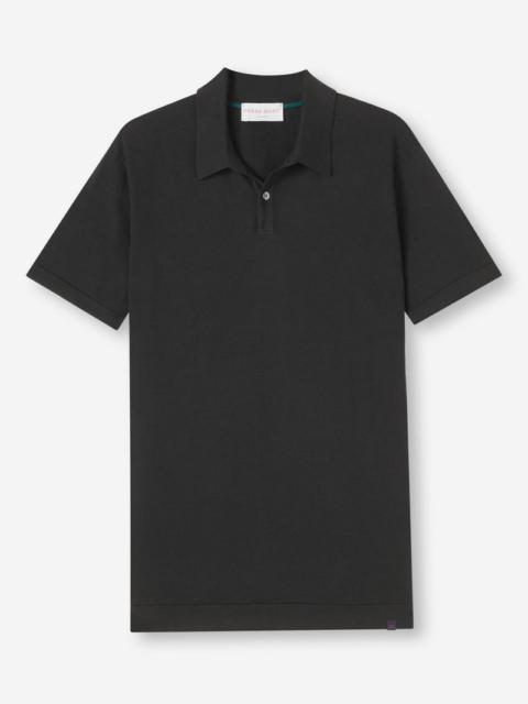 Derek Rose Men's Polo Shirt Jacob Sea Island Cotton Black