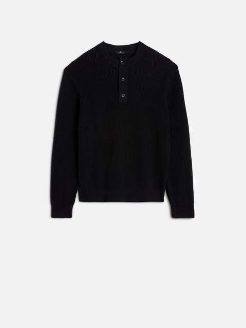 7 For All Mankind Henley Sweater in Black
