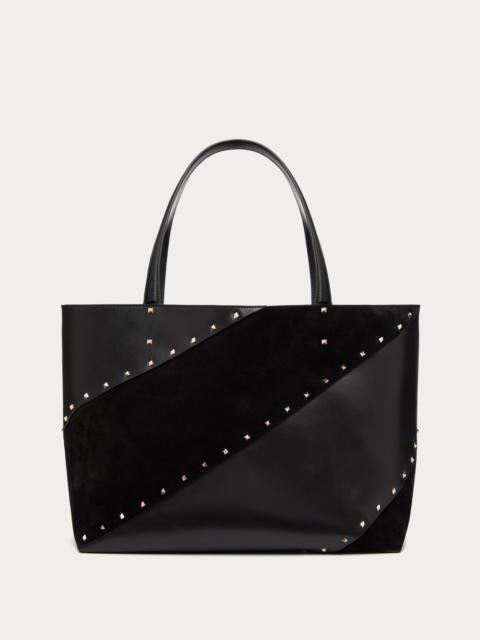 VALENTINO GARAVANI SHOPPING BAG VALENTINO GARAVANI ROCKSTUD WISPY IN CALFSKIN AND SUEDE