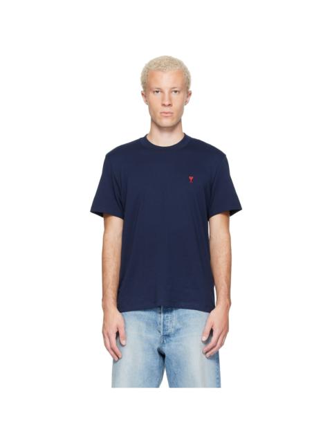 AMI Paris Navy Cotton Ami de Coeur T-shirt