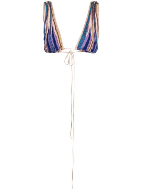 forte_forte striped-knit tied triangle top