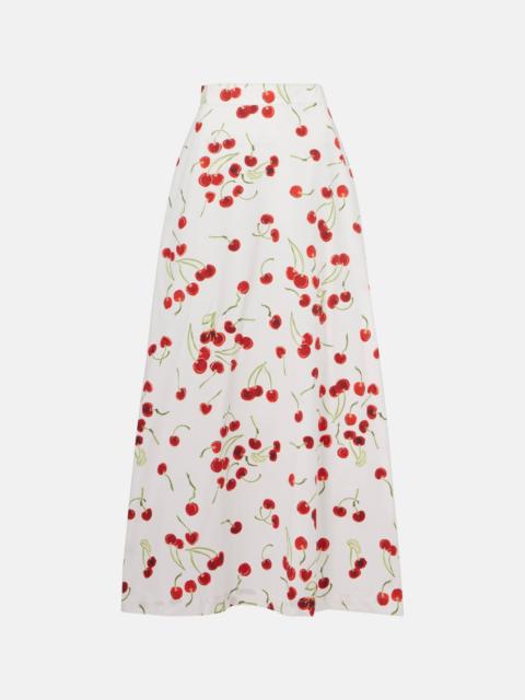 ADRIANA DEGREAS Printed cotton high-rise maxi skirt