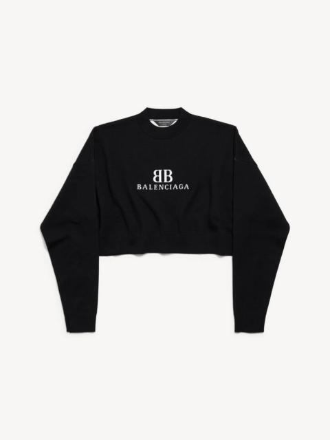 BALENCIAGA Women's Cropped Crewneck in Black/white