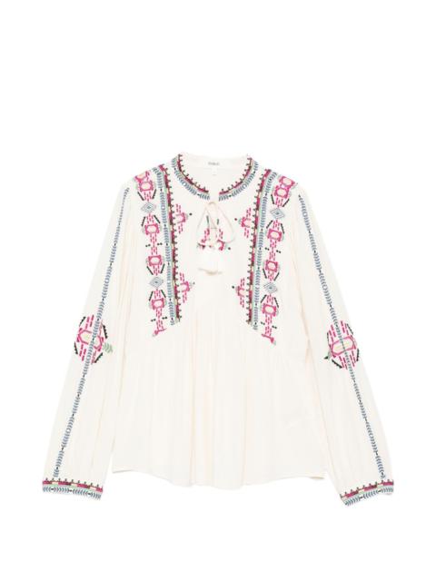 ba&sh embroidered tassel blouse