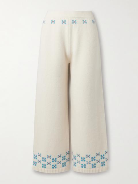 CALLE DEL MAR Winter Fair Isle Cashmere Wide-leg Pants