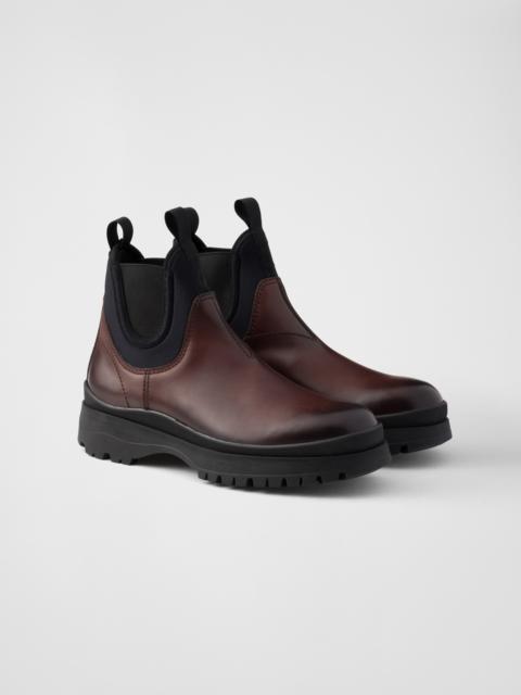 Leather and stretch fabric Chelsea boots