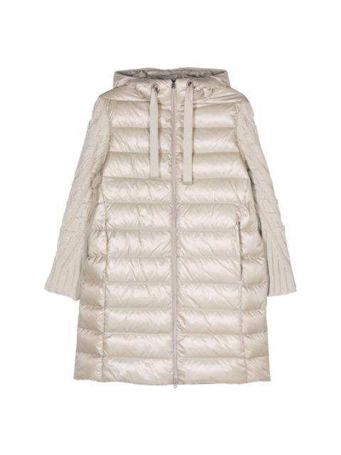 knit-sleeves padded coat