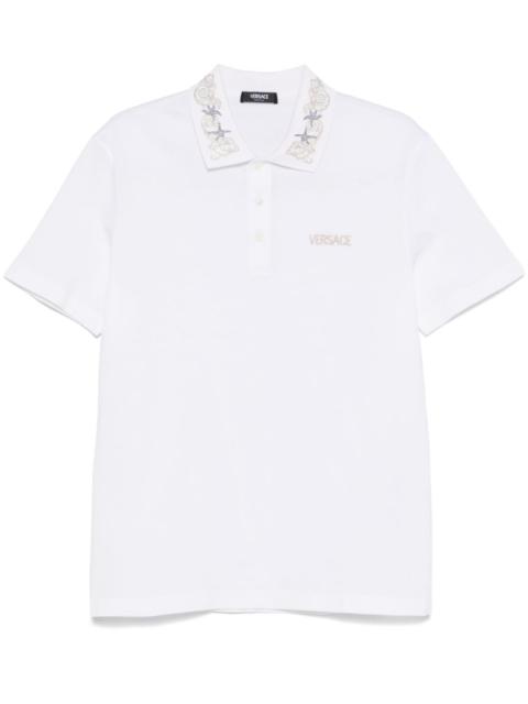 VERSACE 로고 자수 폴로 셔츠
