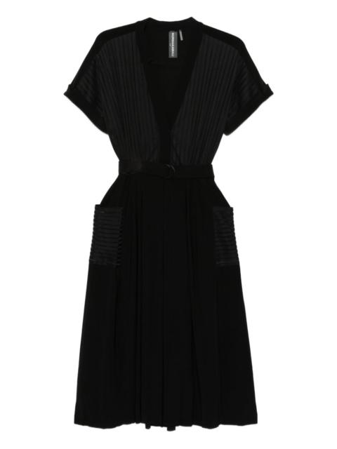 NORMA KAMALI pleated striped midi dress