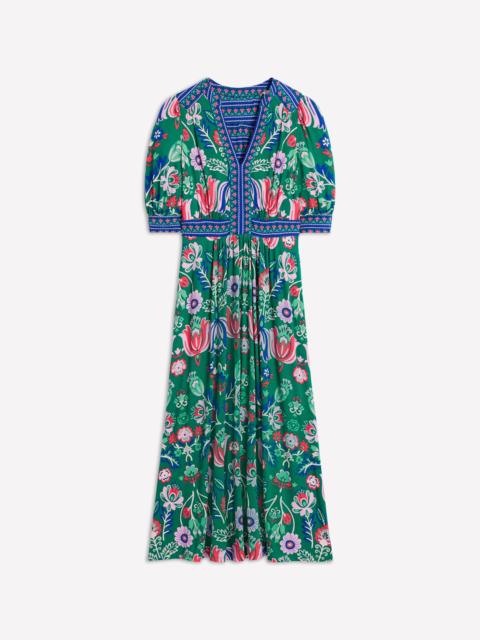 BODEN Lily Jersey Midi Tea Dress-Forest Grass, Tulip Fusion