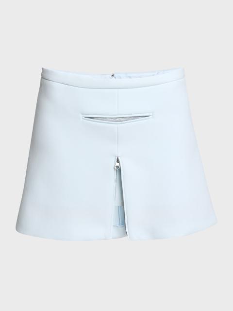 Tailored Zip Twill Mini Skirt
