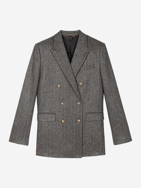 The Kooples GOLD AND BLACK LUREX HERRINGBONE SUIT JACKET