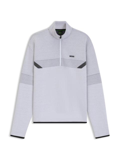 BOSS RELAXED-FIT ZIP-NECK SWEATSHIRT WITH QUILTED JACQUARD