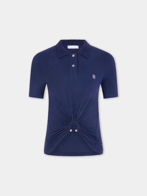 rabanne NAVY BLUE PIERCING TOP IN COTTON JERSEY