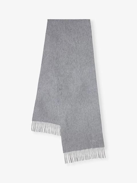 Mulberry Logo-embroidered fringe cashmere scarf