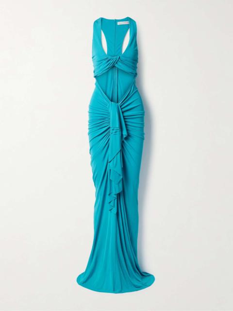 CHRISTOPHER ESBER Vivenda cutout draped jersey maxi dress Teal