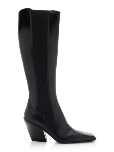Prada Stivali Leather Knee Boots black
