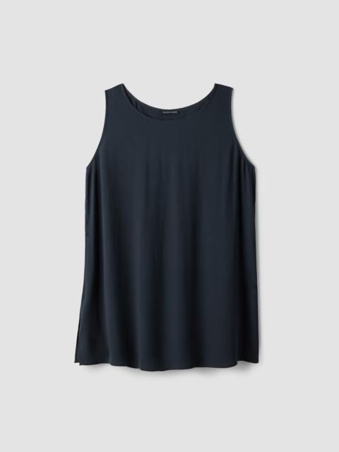 EILEEN FISHER Silk Georgette Crepe Ballet Neck Long Tank