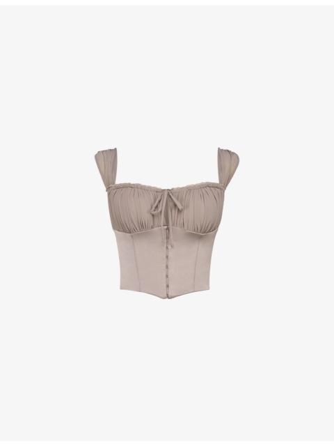 House of CB Anja Cropped Satin Top