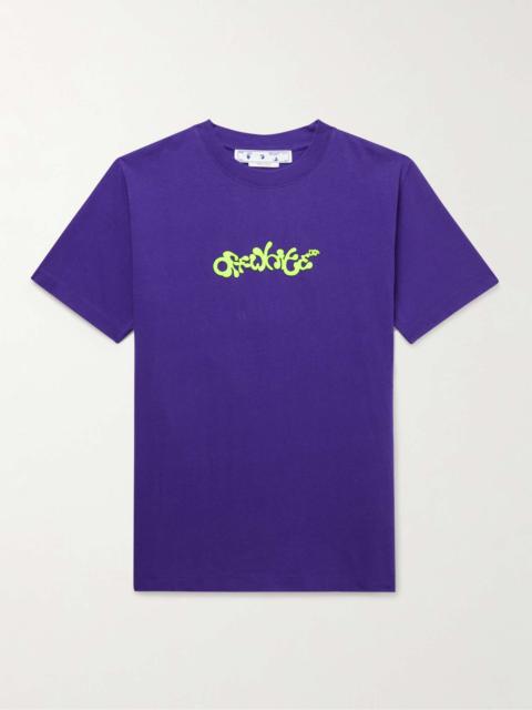 Off-White Logo-Flocked Cotton-Jersey T-Shirt