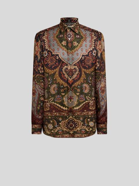 Etro SILK-BLEND JACQUARD SHIRT WITH HOUNDSTOOTH MOTIF AND PRINT