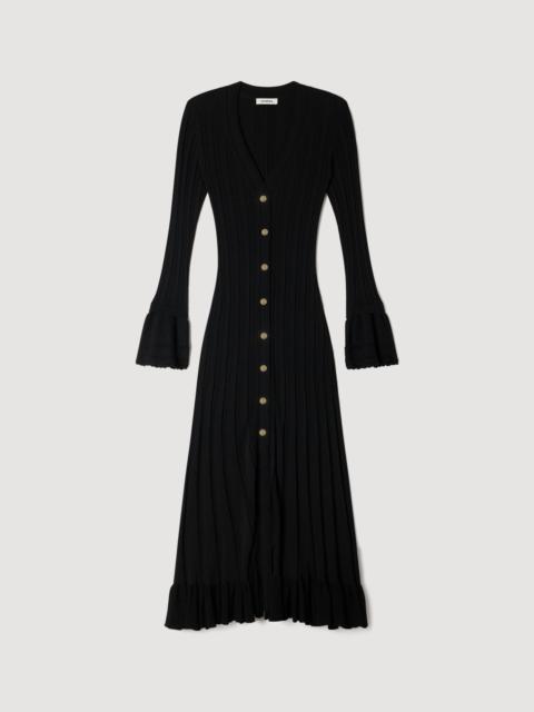 Sandro KNIT MAXI DRESS WITH RUFFLE