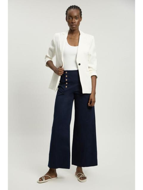 KAREN MILLEN Cotton Tailored Button Detail Trousers
