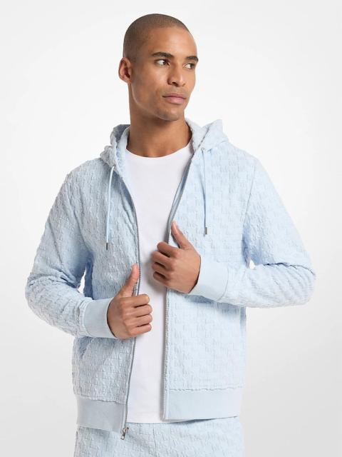 MICHAEL KORS Logo Jacquard Terry Zip-Up Hoodie