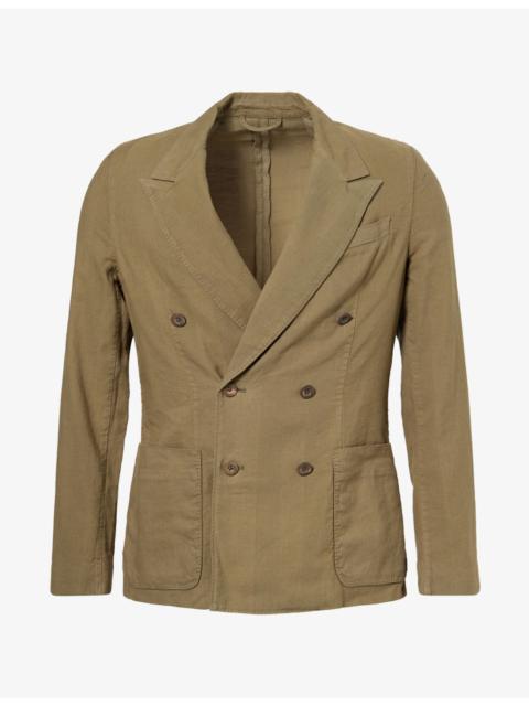 Paul Smith Double-Breasted Peak-Lapel Cotton and Linen-Blend Blazer