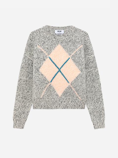 MSGM Wool blend sweater with argyle pattern