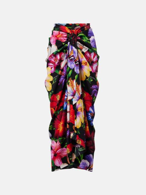 Dolce & Gabbana Draped floral silk-blend midi skirt