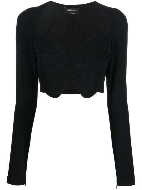 Blumarine butterfly-motif cropped top