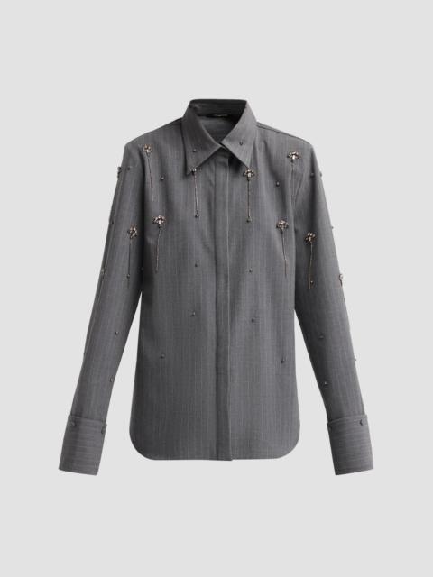 KOBI HALPERIN Women's Bridget Embellished Pinstripe Blouse - Grey