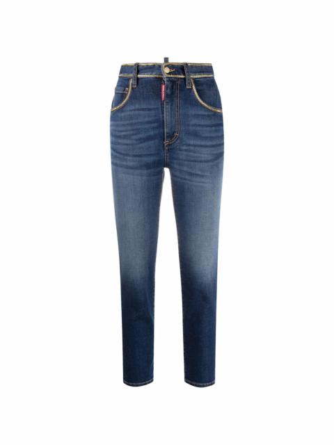 DSQUARED2 high-waisted chain-trim cropped jeans
