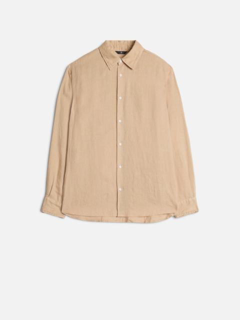 7 For All Mankind Classic Linen Button Up Shirt in Taupe
